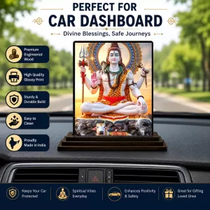 Car Dashboard Lord Shiva Wooden Photo Stand 3x4 Inches, Compact & Stylish Spiritual Display For Car, Home & Office (Pack Of 1) (F49028) Car Dashboard Lord Shiva Wooden Photo Stand 3x4 Inches, Compact & Stylish Spiritual Display For Car, Home & Office (Pack Of 1) (F49028)