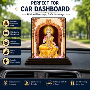 Car Dashboard Lord Ganesha Wooden Photo Stand  3x4 Inches, Compact & Stylish Spiritual Display For Car, Home & Office (Pack Of 1) (F49032)