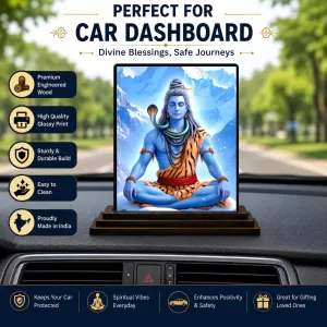 Car Dashboard Shiva Wooden Photo Stand 3x4 Inches, Compact & Stylish Spiritual Display For Car, Home & Office (Pack Of 1) (F49033) Car Dashboard Shiva Wooden Photo Stand 3x4 Inches, Compact & Stylish Spiritual Display For Car, Home & Office (Pack Of 1) (F49033)