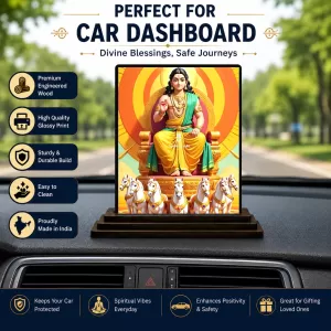 Car Dashboard Surya Wooden Photo Stand  3x4 Inches, Compact & Stylish Spiritual Display For Car, Home & Office (Pack Of 1) (F49034)