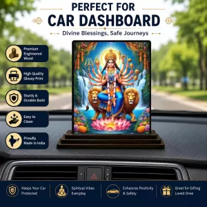 Car Dashboard Durga Wooden Photo Stand 3x4 Inches, Compact & Stylish Spiritual Display For Car, Home & Office (Pack Of 1) (F49035) Car Dashboard Durga Wooden Photo Stand 3x4 Inches, Compact & Stylish Spiritual Display For Car, Home & Office (Pack Of 1) (F49035)