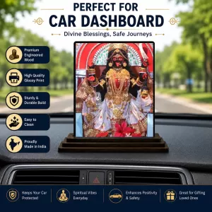Car Dashboard Kali Wooden Photo Stand  3x4 Inches, Compact & Stylish Spiritual Display For Car, Home & Office (Pack Of 1) (F49037)