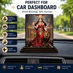 Car Dashboard Durga Wooden Photo Stand 3x4 Inches, Compact & Stylish Spiritual Display For Car, Home & Office (Pack Of 1) (F49038) Car Dashboard Durga Wooden Photo Stand 3x4 Inches, Compact & Stylish Spiritual Display For Car, Home & Office (Pack Of 1) (F49038)