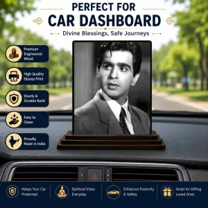 Car Dashboard Shree Dilip Kumar Wooden Photo Stand 3x4 Inches, Compact & Stylish Spiritual Display For Car, Home & Office (Pack Of 1) (F49040) Car Dashboard Shree Dilip Kumar Wooden Photo Stand 3x4 Inches, Compact & Stylish Spiritual Display For Car, Home & Office (Pack Of 1) (F49040)