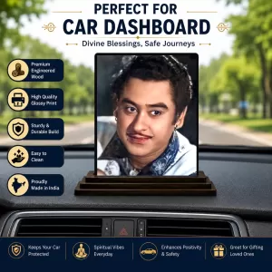 Car Dashboard Shree Kishore Kumar Wooden Photo Stand 3x4 Inches, Compact & Stylish Spiritual Display For Car, Home & Office (Pack Of 1) (F49043) Car Dashboard Shree Kishore Kumar Wooden Photo Stand 3x4 Inches, Compact & Stylish Spiritual Display For Car, Home & Office (Pack Of 1) (F49043)