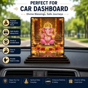 Car Dashboard Ganesha Wooden Photo Stand 3x4 Inches, Compact & Stylish Spiritual Display For Car, Home & Office (Pack Of 1) (F49051) Car Dashboard Ganesha Wooden Photo Stand 3x4 Inches, Compact & Stylish Spiritual Display For Car, Home & Office (Pack Of 1) (F49051)