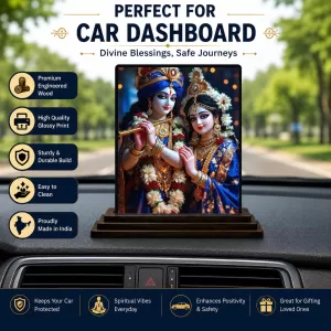 Car Dashboard Shree Krishna And Shree Radha Wooden Photo Stand 3x4 Inches, Compact & Stylish Spiritual Display For Car, Home & Office (Pack Of 1) (F49052) Car Dashboard Shree Krishna And Shree Radha Wooden Photo Stand 3x4 Inches, Compact & Stylish Spiritual Display For Car, Home & Office (Pack Of 1) (F49052)