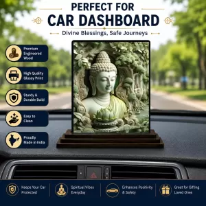 Car Dashboard Gautama Buddha Wooden Photo Stand 3x4 Inches, Compact & Stylish Spiritual Display For Car, Home & Office (Pack Of 1) (F49056) Car Dashboard Gautama Buddha Wooden Photo Stand 3x4 Inches, Compact & Stylish Spiritual Display For Car, Home & Office (Pack Of 1) (F49056)