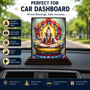 Car Dashboard Lord Shiva Wooden Photo Stand 3x4 Inches, Compact & Stylish Spiritual Display For Car, Home & Office (Pack Of 1) (F49057) Car Dashboard Lord Shiva Wooden Photo Stand 3x4 Inches, Compact & Stylish Spiritual Display For Car, Home & Office (Pack Of 1) (F49057)