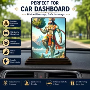 Car Dashboard Hanuman Wooden Photo Stand 3x4 Inches, Compact & Stylish Spiritual Display For Car, Home & Office (Pack Of 1) (F49058) Car Dashboard Hanuman Wooden Photo Stand 3x4 Inches, Compact & Stylish Spiritual Display For Car, Home & Office (Pack Of 1) (F49058)