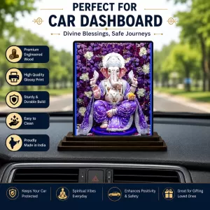 Car Dashboard Lord Ganesha Wooden Photo Stand 3x4 Inches, Compact & Stylish Spiritual Display For Car, Home & Office (Pack Of 1) (F49059) Car Dashboard Lord Ganesha Wooden Photo Stand 3x4 Inches, Compact & Stylish Spiritual Display For Car, Home & Office (Pack Of 1) (F49059)