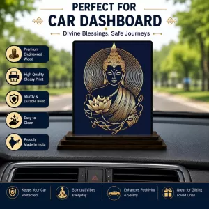 Car Dashboard Buddha Wooden Photo Stand 3x4 Inches, Compact & Stylish Spiritual Display For Car, Home & Office (Pack Of 1) (F49060) Car Dashboard Buddha Wooden Photo Stand 3x4 Inches, Compact & Stylish Spiritual Display For Car, Home & Office (Pack Of 1) (F49060)
