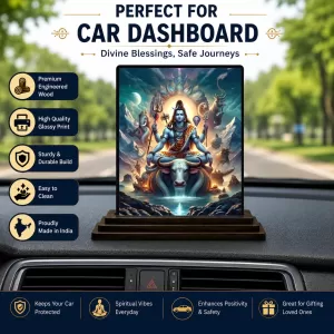 Car Dashboard Shiva Wooden Photo Stand 3x4 Inches, Compact & Stylish Spiritual Display For Car, Home & Office (Pack Of 1) (F49062) Car Dashboard Shiva Wooden Photo Stand 3x4 Inches, Compact & Stylish Spiritual Display For Car, Home & Office (Pack Of 1) (F49062)