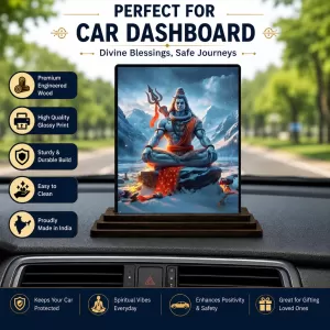 Car Dashboard Shiva Wooden Photo Stand 3x4 Inches, Compact & Stylish Spiritual Display For Car, Home & Office (Pack Of 1) (F49064) Car Dashboard Shiva Wooden Photo Stand 3x4 Inches, Compact & Stylish Spiritual Display For Car, Home & Office (Pack Of 1) (F49064)