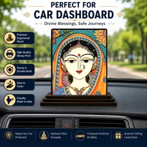 Car Dashboard Goddess Durga Wooden Photo Stand 3x4 Inches, Compact & Stylish Spiritual Display For Car, Home & Office (Pack Of 1) (F49065) Car Dashboard Goddess Durga Wooden Photo Stand 3x4 Inches, Compact & Stylish Spiritual Display For Car, Home & Office (Pack Of 1) (F49065)