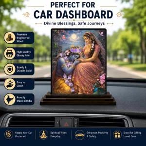 Car Dashboard Shree Krishna And Shree Radha Wooden Photo Stand 3x4 Inches, Compact & Stylish Spiritual Display For Car, Home & Office (Pack Of 1) (F49067) Car Dashboard Shree Krishna And Shree Radha Wooden Photo Stand 3x4 Inches, Compact & Stylish Spiritual Display For Car, Home & Office (Pack Of 1) (F49067)