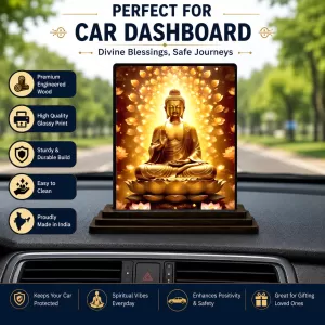 Car Dashboard Gautama Buddha Wooden Photo Stand 3x4 Inches, Compact & Stylish Spiritual Display For Car, Home & Office (Pack Of 1) (F49068) Car Dashboard Gautama Buddha Wooden Photo Stand 3x4 Inches, Compact & Stylish Spiritual Display For Car, Home & Office (Pack Of 1) (F49068)