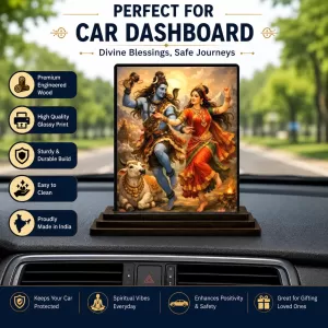Car Dashboard Lord Shiva And Parvati Wooden Photo Stand 3x4 Inches, Compact & Stylish Spiritual Display For Car, Home & Office (Pack Of 1) (F49072) Car Dashboard Lord Shiva And Parvati Wooden Photo Stand 3x4 Inches, Compact & Stylish Spiritual Display For Car, Home & Office (Pack Of 1) (F49072)
