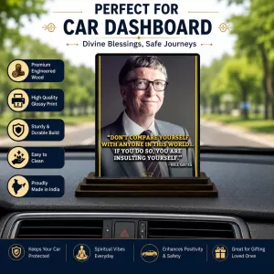 Car Dashboard Bill Gates Wooden Photo Stand 3x4 Inches, Compact & Stylish Spiritual Display For Car, Home & Office (Pack Of 1) (F49075) Car Dashboard Bill Gates Wooden Photo Stand 3x4 Inches, Compact & Stylish Spiritual Display For Car, Home & Office (Pack Of 1) (F49075)