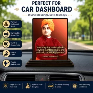Car Dashboard Swami Vivekananda Wooden Photo Stand 3x4 Inches, Compact & Stylish Spiritual Display For Car, Home & Office (Pack Of 1) (F49076) Car Dashboard Swami Vivekananda Wooden Photo Stand 3x4 Inches, Compact & Stylish Spiritual Display For Car, Home & Office (Pack Of 1) (F49076)
