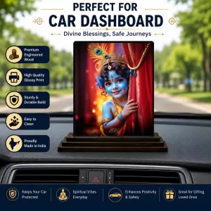 Car Dashboard Lord Shree Krishna Wooden Photo Stand 3x4 Inches, Compact & Stylish Spiritual Display For Car, Home & Office (Pack Of 1) (F49077) Car Dashboard Lord Shree Krishna Wooden Photo Stand 3x4 Inches, Compact & Stylish Spiritual Display For Car, Home & Office (Pack Of 1) (F49077)