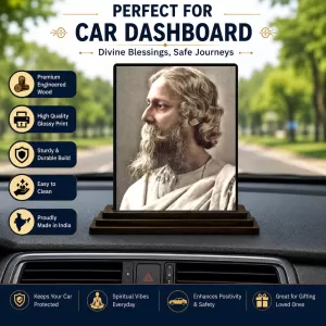 Car Dashboard Rabindranath Tagore Wooden Photo Stand 3x4 Inches, Compact & Stylish Spiritual Display For Car, Home & Office (Pack Of 1) (F49078) Car Dashboard Rabindranath Tagore Wooden Photo Stand 3x4 Inches, Compact & Stylish Spiritual Display For Car, Home & Office (Pack Of 1) (F49078)