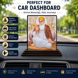 Car Dashboard Guru Nanak Wooden Photo Stand 3x4 Inches, Compact & Stylish Spiritual Display For Car, Home & Office (Pack Of 1) (F49080) Car Dashboard Guru Nanak Wooden Photo Stand 3x4 Inches, Compact & Stylish Spiritual Display For Car, Home & Office (Pack Of 1) (F49080)