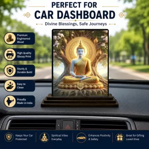 Car Dashboard Gautama Buddha Wooden Photo Stand 3x4 Inches, Compact & Stylish Spiritual Display For Car, Home & Office (Pack Of 1) (F49082) Car Dashboard Gautama Buddha Wooden Photo Stand 3x4 Inches, Compact & Stylish Spiritual Display For Car, Home & Office (Pack Of 1) (F49082)