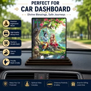 Car Dashboard Shree Krishna And Shree Radha Wooden Photo Stand 3x4 Inches, Compact & Stylish Spiritual Display For Car, Home & Office (Pack Of 1) (F49089) Car Dashboard Shree Krishna And Shree Radha Wooden Photo Stand 3x4 Inches, Compact & Stylish Spiritual Display For Car, Home & Office (Pack Of 1) (F49089)