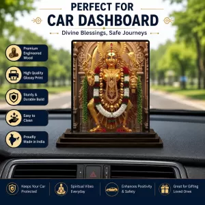 Car Dashboard Goddess Durga Wooden Photo Stand 3x4 Inches, Compact & Stylish Spiritual Display For Car, Home & Office (Pack Of 1) (F49090) Car Dashboard Goddess Durga Wooden Photo Stand 3x4 Inches, Compact & Stylish Spiritual Display For Car, Home & Office (Pack Of 1) (F49090)