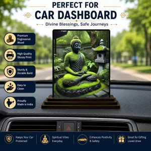Car Dashboard Buddha Wooden Photo Stand 3x4 Inches, Compact & Stylish Spiritual Display For Car, Home & Office (Pack Of 1) (F49098) Car Dashboard Buddha Wooden Photo Stand 3x4 Inches, Compact & Stylish Spiritual Display For Car, Home & Office (Pack Of 1) (F49098)