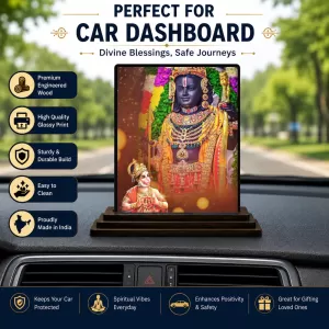 Car Dashboard Hanuman Wooden Photo Stand  3x4 Inches, Compact & Stylish Spiritual Display For Car, Home & Office (Pack Of 1) (F49105)