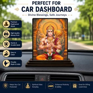 Car Dashboard Hanuman Wooden Photo Stand 3x4 Inches, Compact & Stylish Spiritual Display For Car, Home & Office (Pack Of 1) (F49106) Car Dashboard Hanuman Wooden Photo Stand 3x4 Inches, Compact & Stylish Spiritual Display For Car, Home & Office (Pack Of 1) (F49106)