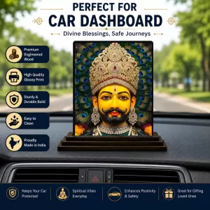 Car Dashboard Lord Shree Krishna Wooden Photo Stand 3x4 Inches, Compact & Stylish Spiritual Display For Car, Home & Office (Pack Of 1) (F49109) Car Dashboard Lord Shree Krishna Wooden Photo Stand 3x4 Inches, Compact & Stylish Spiritual Display For Car, Home & Office (Pack Of 1) (F49109)
