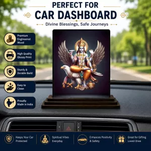Car Dashboard Lord Vishnu Wooden Photo Stand 3x4 Inches, Compact & Stylish Spiritual Display For Car, Home & Office (Pack Of 1) (F49115) Car Dashboard Lord Vishnu Wooden Photo Stand 3x4 Inches, Compact & Stylish Spiritual Display For Car, Home & Office (Pack Of 1) (F49115)