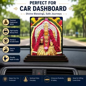 Car Dashboard Lord Ganesha Wooden Photo Stand  3x4 Inches, Compact & Stylish Spiritual Display For Car, Home & Office (Pack Of 1) (F49116)