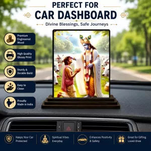 Car Dashboard Shree Krishna Wooden Photo Stand 3x4 Inches, Compact & Stylish Spiritual Display For Car, Home & Office (Pack Of 1) (F49120) Car Dashboard Shree Krishna Wooden Photo Stand 3x4 Inches, Compact & Stylish Spiritual Display For Car, Home & Office (Pack Of 1) (F49120)