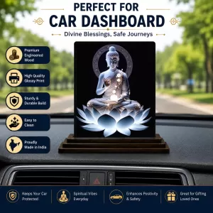 Car Dashboard Buddha Wooden Photo Stand 3x4 Inches, Compact & Stylish Spiritual Display For Car, Home & Office (Pack Of 1) (F49122) Car Dashboard Buddha Wooden Photo Stand 3x4 Inches, Compact & Stylish Spiritual Display For Car, Home & Office (Pack Of 1) (F49122)