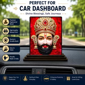 Car Dashboard Khatu Shyam Wooden Photo Stand 3x4 Inches, Compact & Stylish Spiritual Display For Car, Home & Office (Pack Of 1) (F49123) Car Dashboard Khatu Shyam Wooden Photo Stand 3x4 Inches, Compact & Stylish Spiritual Display For Car, Home & Office (Pack Of 1) (F49123)
