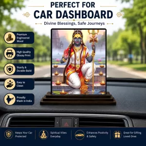 Car Dashboard Shiva Wooden Photo Stand  3x4 Inches, Compact & Stylish Spiritual Display For Car, Home & Office (Pack Of 1) (F49125)