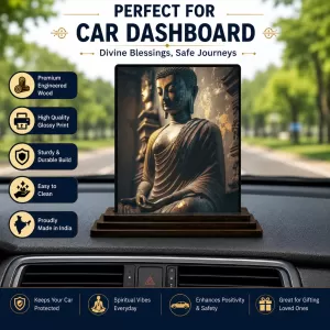 Car Dashboard Buddha Wooden Photo Stand 3x4 Inches, Compact & Stylish Spiritual Display For Car, Home & Office (Pack Of 1) (F49126) Car Dashboard Buddha Wooden Photo Stand 3x4 Inches, Compact & Stylish Spiritual Display For Car, Home & Office (Pack Of 1) (F49126)