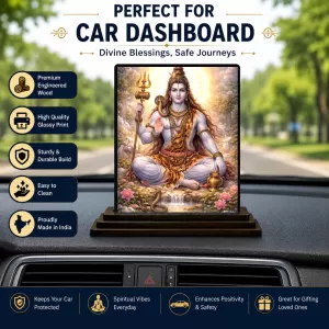 Car Dashboard Lord Shiva Wooden Photo Stand 3x4 Inches, Compact & Stylish Spiritual Display For Car, Home & Office (Pack Of 1) (F49131) Car Dashboard Lord Shiva Wooden Photo Stand 3x4 Inches, Compact & Stylish Spiritual Display For Car, Home & Office (Pack Of 1) (F49131)