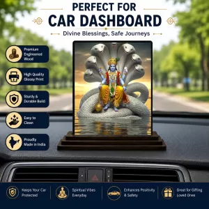 Car Dashboard Lord Vishnu Wooden Photo Stand 3x4 Inches, Compact & Stylish Spiritual Display For Car, Home & Office (Pack Of 1) (F49133) Car Dashboard Lord Vishnu Wooden Photo Stand 3x4 Inches, Compact & Stylish Spiritual Display For Car, Home & Office (Pack Of 1) (F49133)