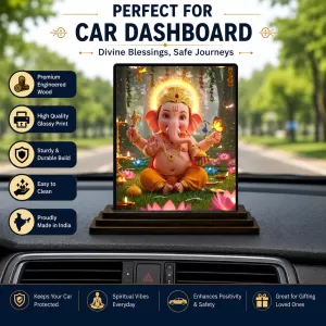 Car Dashboard Ganesha Wooden Photo Stand 3x4 Inches, Compact & Stylish Spiritual Display For Car, Home & Office (Pack Of 1) (F49134) Car Dashboard Ganesha Wooden Photo Stand 3x4 Inches, Compact & Stylish Spiritual Display For Car, Home & Office (Pack Of 1) (F49134)