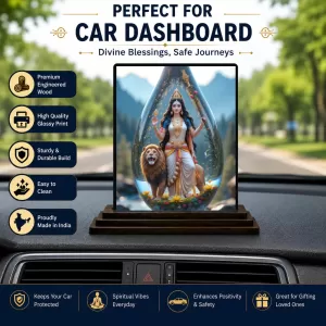 Car Dashboard Durga Wooden Photo Stand 3x4 Inches, Compact & Stylish Spiritual Display For Car, Home & Office (Pack Of 1) (F49138) Car Dashboard Durga Wooden Photo Stand 3x4 Inches, Compact & Stylish Spiritual Display For Car, Home & Office (Pack Of 1) (F49138)