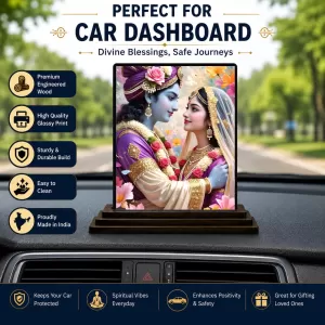 Car Dashboard Shree Krishna And Shree Radha Wooden Photo Stand 3x4 Inches, Compact & Stylish Spiritual Display For Car, Home & Office (Pack Of 1) (F49139) Car Dashboard Shree Krishna And Shree Radha Wooden Photo Stand 3x4 Inches, Compact & Stylish Spiritual Display For Car, Home & Office (Pack Of 1) (F49139)