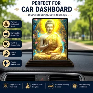Car Dashboard Gautama Buddha Wooden Photo Stand 3x4 Inches, Compact & Stylish Spiritual Display For Car, Home & Office (Pack Of 1) (F49142) Car Dashboard Gautama Buddha Wooden Photo Stand 3x4 Inches, Compact & Stylish Spiritual Display For Car, Home & Office (Pack Of 1) (F49142)