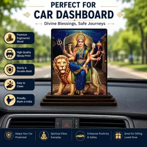 Car Dashboard Durga Wooden Photo Stand 3x4 Inches, Compact & Stylish Spiritual Display For Car, Home & Office (Pack Of 1) (F49144) Car Dashboard Durga Wooden Photo Stand 3x4 Inches, Compact & Stylish Spiritual Display For Car, Home & Office (Pack Of 1) (F49144)