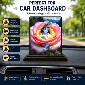 Car Dashboard Shree Krishna Wooden Photo Stand 3x4 Inches, Compact & Stylish Spiritual Display For Car, Home & Office (Pack Of 1) (F49145) Car Dashboard Shree Krishna Wooden Photo Stand 3x4 Inches, Compact & Stylish Spiritual Display For Car, Home & Office (Pack Of 1) (F49145)