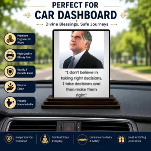 Car Dashboard Shree Ratan Tata Wooden Photo Stand 3x4 Inches, Compact & Stylish Spiritual Display For Car, Home & Office (Pack Of 1) (F49152) Car Dashboard Shree Ratan Tata Wooden Photo Stand 3x4 Inches, Compact & Stylish Spiritual Display For Car, Home & Office (Pack Of 1) (F49152)